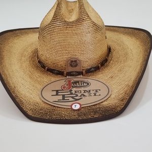 Justin Bent Rail Palm Straw Cowboy Hat 